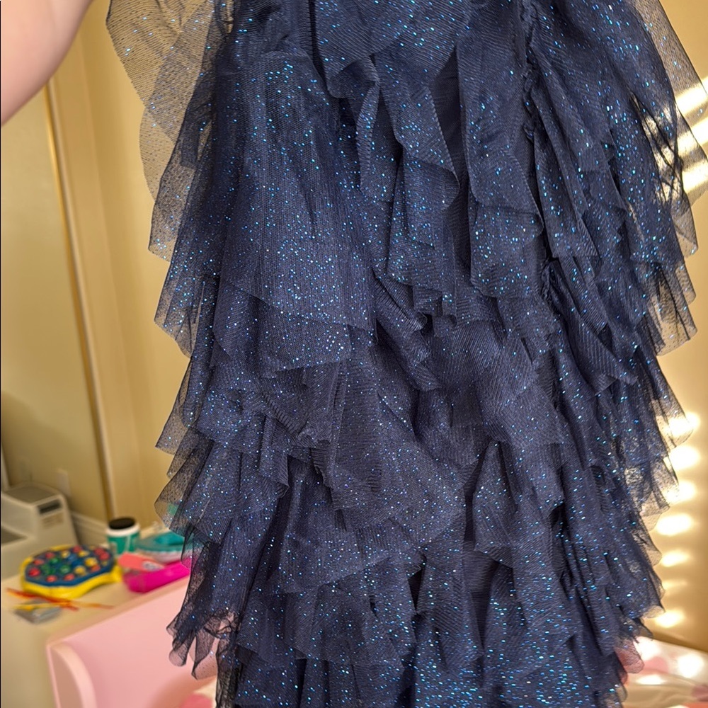 Sparkling Navy Ruffle Dress - Picture 6 of 8